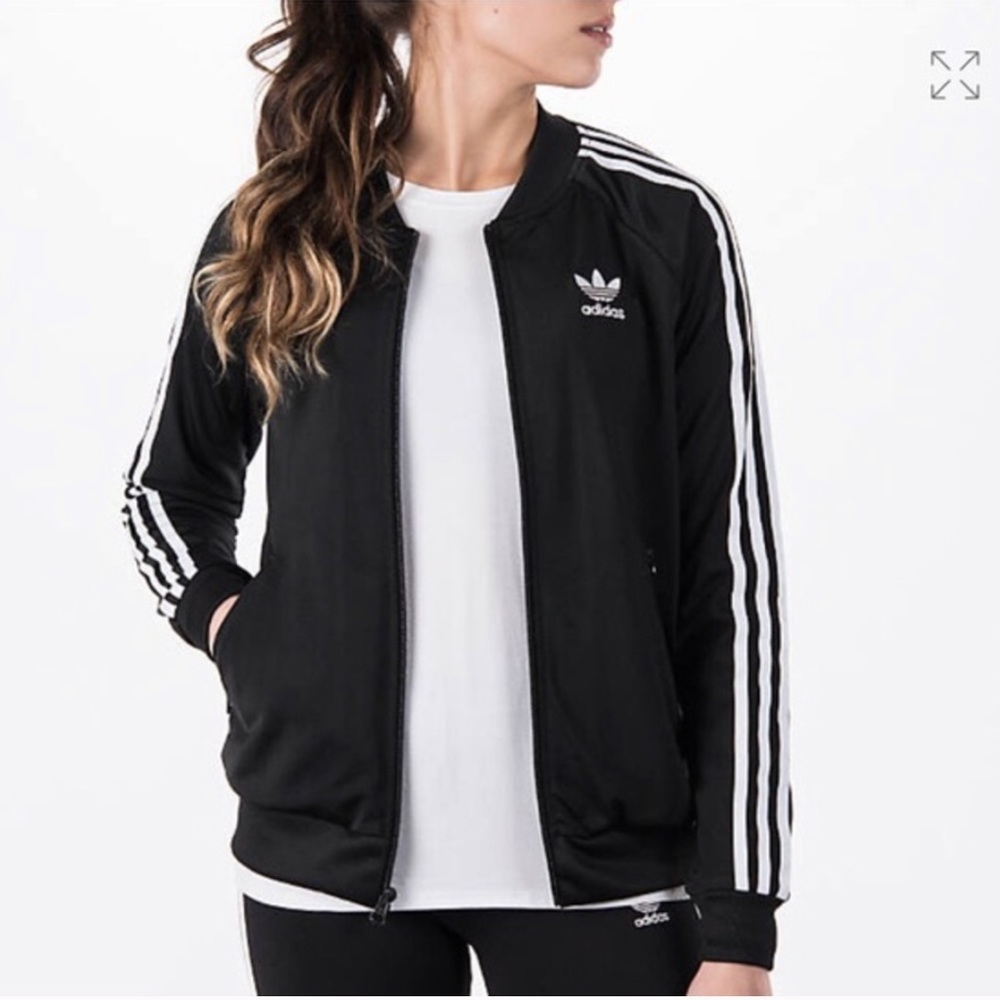 New Adidas Track Jacket Black White Superstar